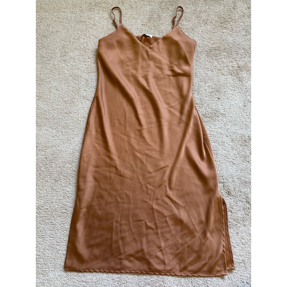 Gianni Bini Brown Slip Dress Spaghetti Straps Size 10